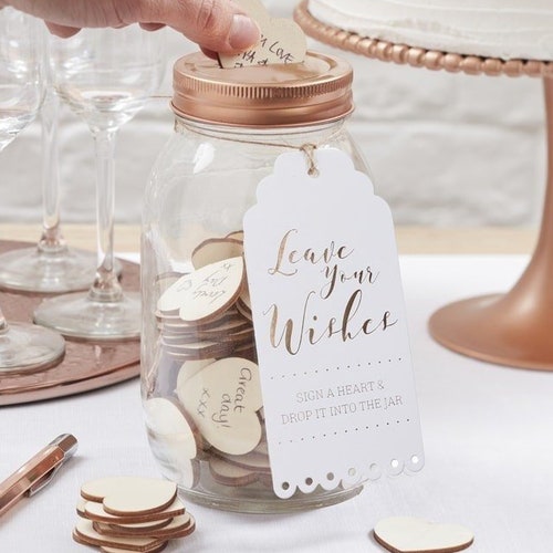 Wedding Wishes Jar Wedding Jar Guestbook Rose Gold Etsy