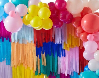 Rainbow Balloon Garland, Rainbow Balloon Arch, Rainbow Streamers Backdrop, Rainbow Party Decor, Baby Shower Decor, Rainbow Birthday