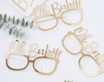 Oh Baby Gold Fun Glasses, Baby Shower Glasses, Party Props, Baby Shower,  New arrival party, Gender Reveal, OH Baby, New Baby party Props