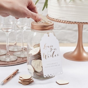 Wedding Wishes Jar, Wedding Jar Guestbook, Rose Gold Guestbook, Wishing Jar, Alternative Guestbook, Boho, Vintage, Baby Shower Guest Book
