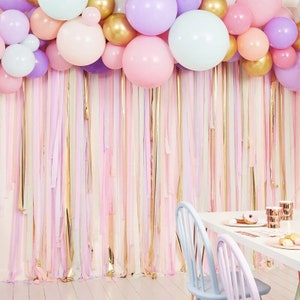 Pastel Balloon Arch Kit, Pastel Streamer Backdrop, Photo Booth Backdrop, Pastel Balloon Garland, First Birthday, Pastel Rainbow Party Decor image 1