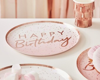 pink gold paper plates
