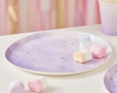 8 Purple and Gold Paper Plates, Lilac Paper Plates, Purple Paper Plates, Birthday Paper Plates, Gold Party Plates, Ombre Plates, Baby Shower