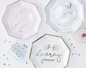 Pastel Party Plates 8pk, Hip Hip Hooray, Paper Plates, Party Tablewear, Celebration Plates, Baby Shower, Graduation