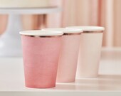 8 Rose Gold and Pink Ombre Party Cups, Rose Gold Paper Cups, Birthday Paper Cups, Baby Shower Cups, Bridal Shower Cups, Rose Gold Party