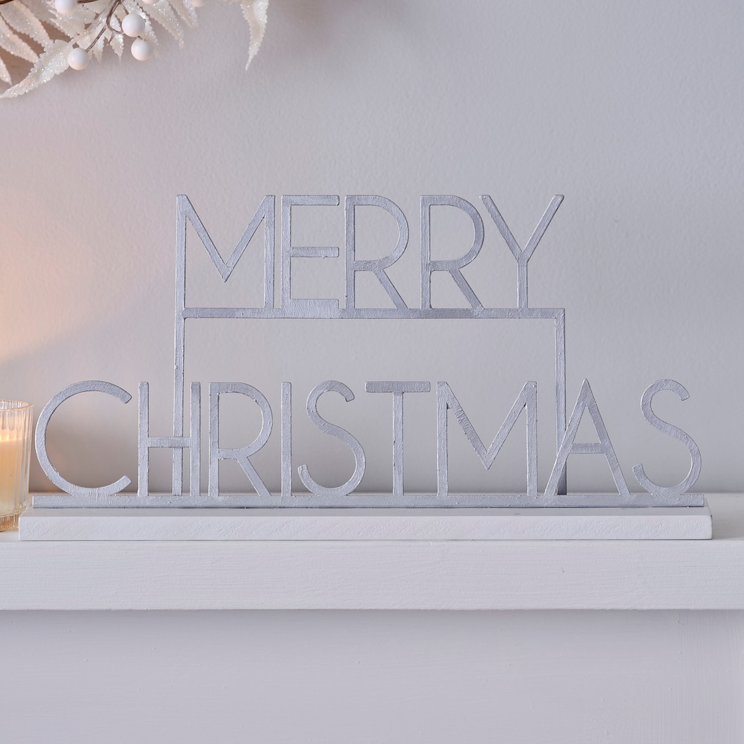 Metal Merry Christmas Sign, Modern Christmas Decor, Modern Holiday
