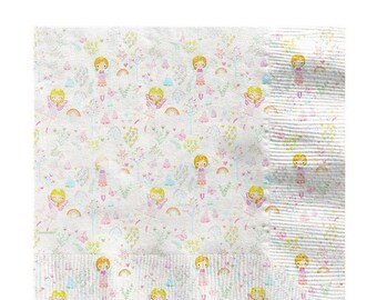 16 Fairy Princess Party Napkins, Party Paper Napkins, Fairy Party Supplies, Girls Princess Birthday,  girls first birthday, garden tea party