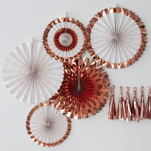 Rose Gold Paper Fans Foil Paper Fans Rose Gold Party Etsy