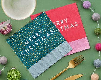 16 Merry Christmas Paper Party Napkins , Holiday Napkins, Christmas Paper Napkins, Christmas Decor, Christmas Tableware