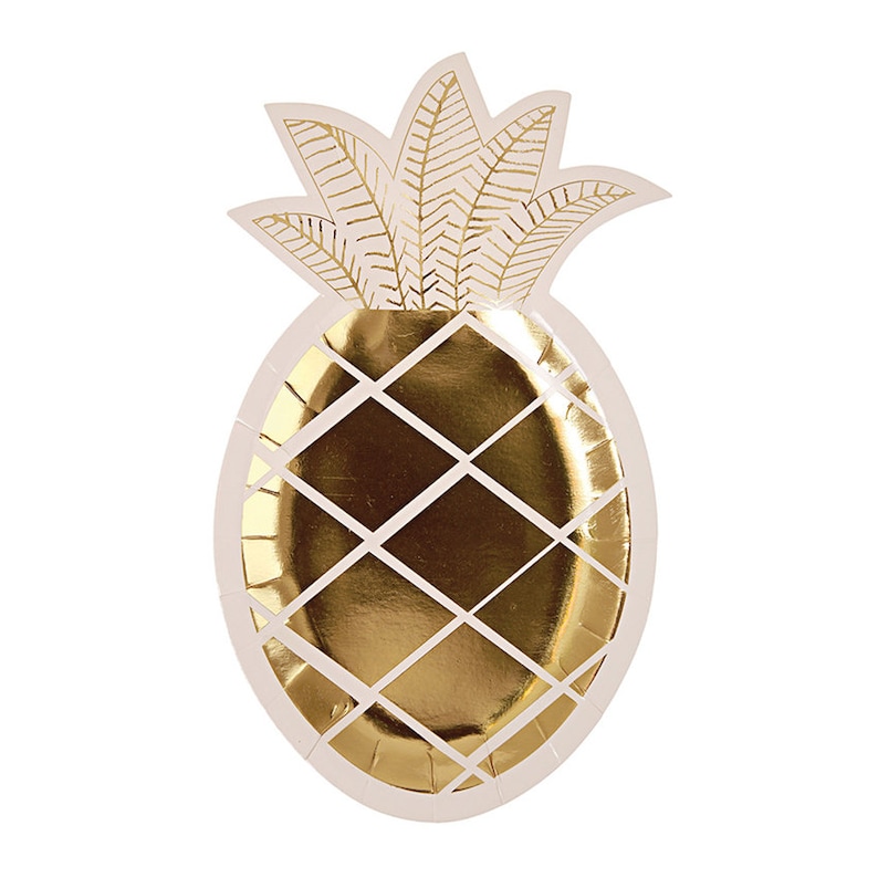 Gold Party Plates Pineapple Party Supplies Pineapple Party Plates Fiesta Party Pineapple Paper Plates Pineapple Party Decor Luau Party