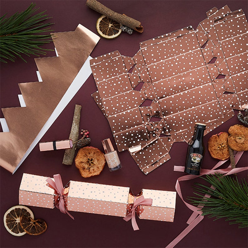 6 DIY Christmas Cracker Kit Personalised Crackers Rose Gold Etsy UK