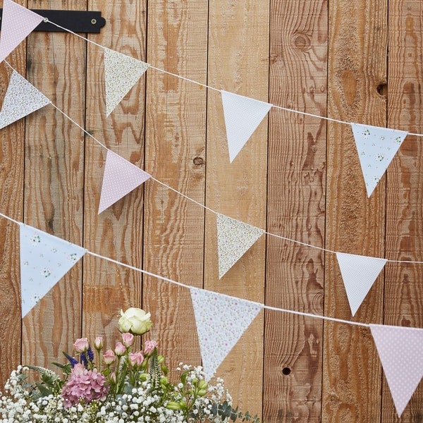 Floral Print Flag Bunting, Flag Bunting, Rustic Wedding Bunting, Vintage Wedding Decor, Rustic Wedding, Floral Wedding