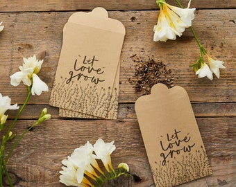 20 Wedding Seed Favour Bags, Wedding Seed Packets, Let Love Grow, Rustic Wedding, Botanical Wedding, Eco Wedding, Sustainable Favours