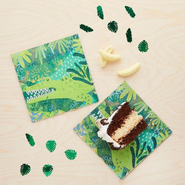 16 Crocodile Napkins,  Jungle Wild Animal Paper Party Napkins, Safari Party, Jungle Party, Party Paper Napkins, Kids Party, 1st Birthday