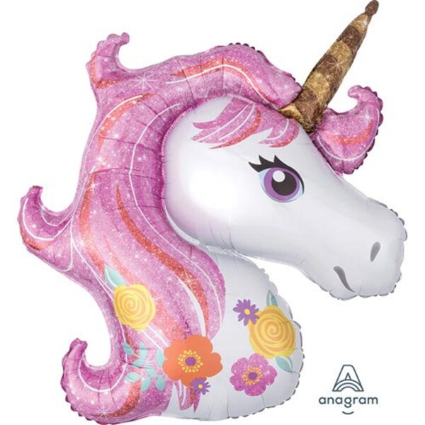 33" Giant Unicorn Birthday Balloon, Giant Foil Unicorn Balloon, Unicorn Party Supplies, Unicorn Party Theme,  Unicorn Birthday Balloon