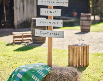 Wooden Wedding Signpost & Wedding Signs, Wedding Reception signs, Country Wedding, Barn Wedding, Rustic Wedding, Wedding signpost