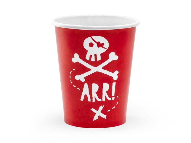 Décorations de fête de pirate, fête d'anniversaire de pirate, décor de pirate, articles de fête de pirate, ballons de pirate, assiettes de pirate, bannière de fête de pirate 6 Pirate Cups