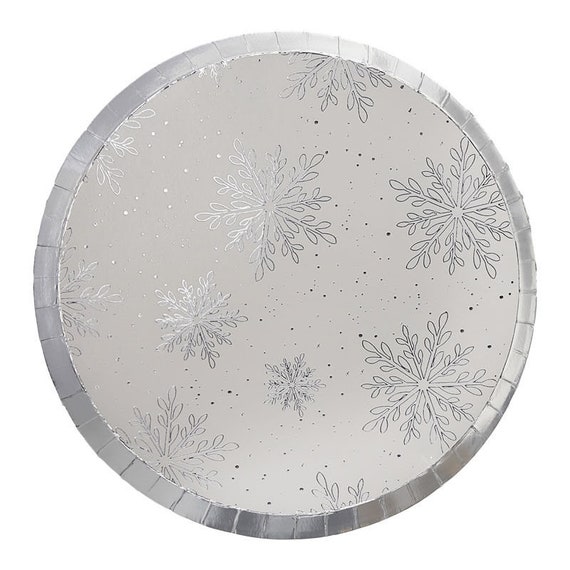 8 Silver Christmas Snowflake Paper Plates Christmas Plates