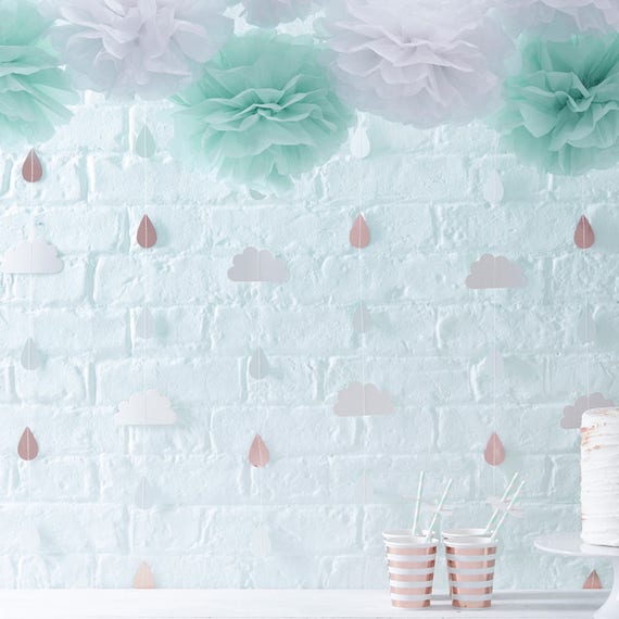 Rose Gold Clouds Rain Backdrop New Arrival Baby Shower Decor New Baby Decor Hello World Rose Gold Decor Party Backdrop New Baby Party
