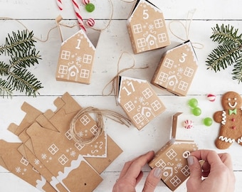 Gingerbread House Advent Calendar Boxes, Advent Kit, Fill your own Advent Calendar, DIY Advent Calendar, Advent Calendar Box Kit