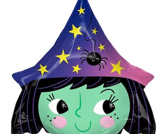 19" Witch Halloween Balloon, Halloween Decor, Halloween Backdrop, Halloween Birthday Party, Halloween Photo Props, Halloween Balloon, Witch