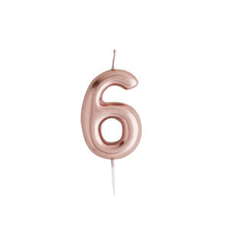Birthday Cake Candle Rose Gold Candle Number Candle 60th Birthday Number Six Rose Gold Candle 16th, Age Candles Rose Gold 6 Candle
