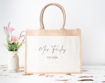 Personalised Bride Bag, Mrs Bag, Hen Do Gift, Wedding Gift, Bride to Be gift, Tote Bag, Just Married Bag, Bridal Shower Gift, Bachelorette