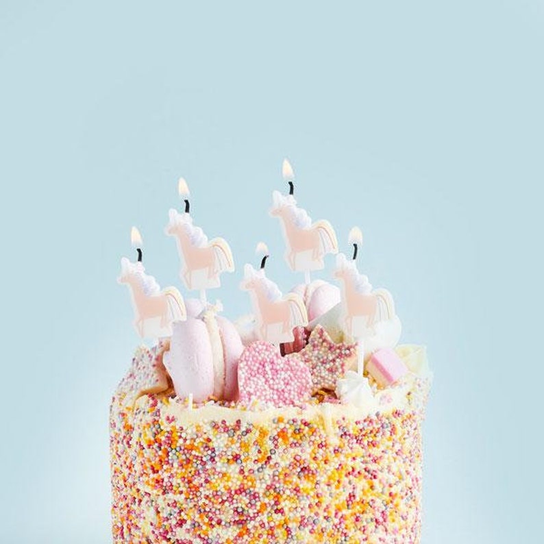 5 Unicorn Birthday Cake Candles Unicorn Candle Unicorn Party Etsy