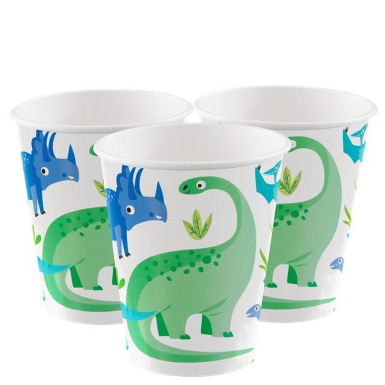 8 Dinosaur Party Cups Dinosaur Birthday Party Dinosaur Party Etsy