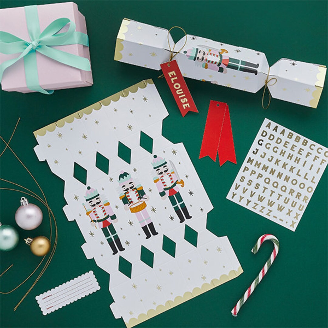 6 DIY Christmas Cracker Kit, Personalised Crackers, Nutcracker Crackers, Fill Your Own Crackers
