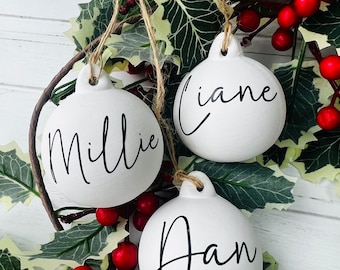 Personalised Ceramic Christmas Bauble, Christmas Ornament, Bauble, Personalised Christmas Decoration, Family Name Bauble, tree decoration