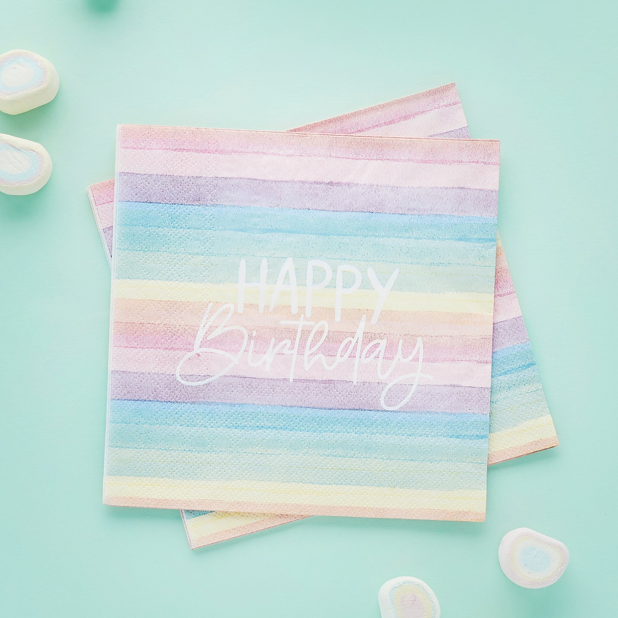 Unique Party 49561-5 Rainbow Ribbons Birthday Paper Napkins Pack of 16 