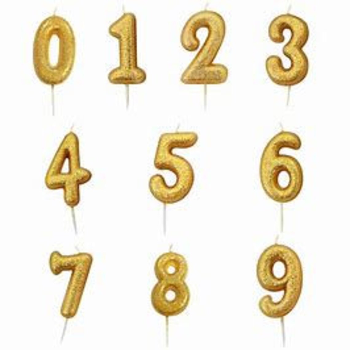 Gold Glitter Number Candles 09 Gold Glitter Birthday Etsy