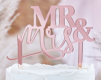 Rose Gold Mr and Mrs Cake Topper, Wedding Cake Topper, Rose Gold Wedding Decor, Rustic Wedding Decor, Country Wedding Decor