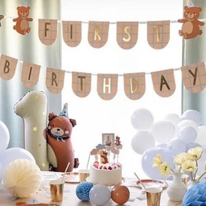 Teddy Bear 1st Birthday Decorations, One Bunting, One today, First Birthday Party, First Birthday Decor, 1st Birthday Decor, 1st Birthday image 2