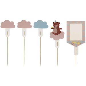 Teddy Bear 1st Birthday Decorations, One Bunting, One today, First Birthday Party, First Birthday Decor, 1st Birthday Decor, 1st Birthday 5 cake toppers