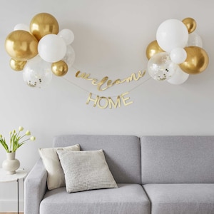 Welcome Home Bunting with Balloons, Welcome Home Banner, Welcome Home Sign, Neutral Baby Shower, Eco Friendly Baby Shower, Baby Shower Decor