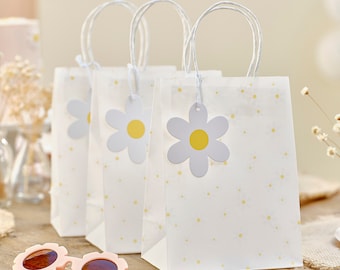 5 Daisy Print Vellum Party Bags, Garden Party, Floral Party Bags, Girls Party Bags, Loot Bags, Party Favours, Floral Party Supplies