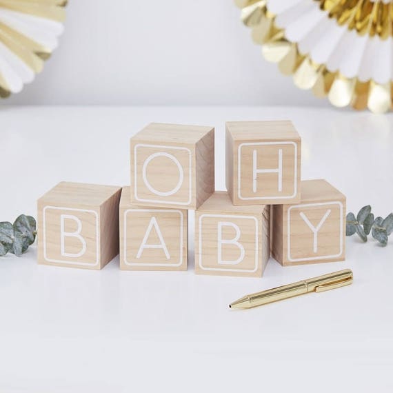Baby Shower Building Block Guest Book, Oh Baby, Baby Shower
