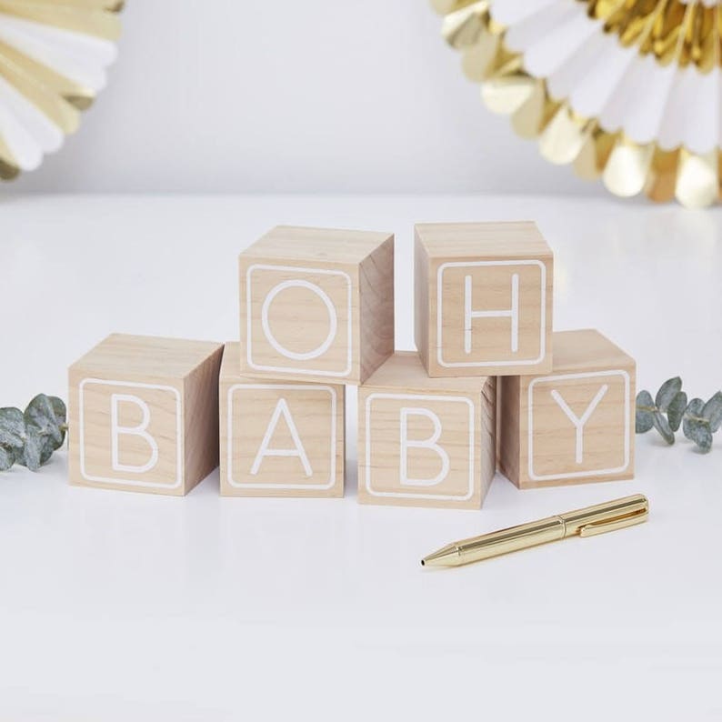 Baby Shower Building Block Livre dor, Oh Baby, Baby Shower, Livre dor alternatif, Nouveau bébé, Souvenir de baby shower image 1