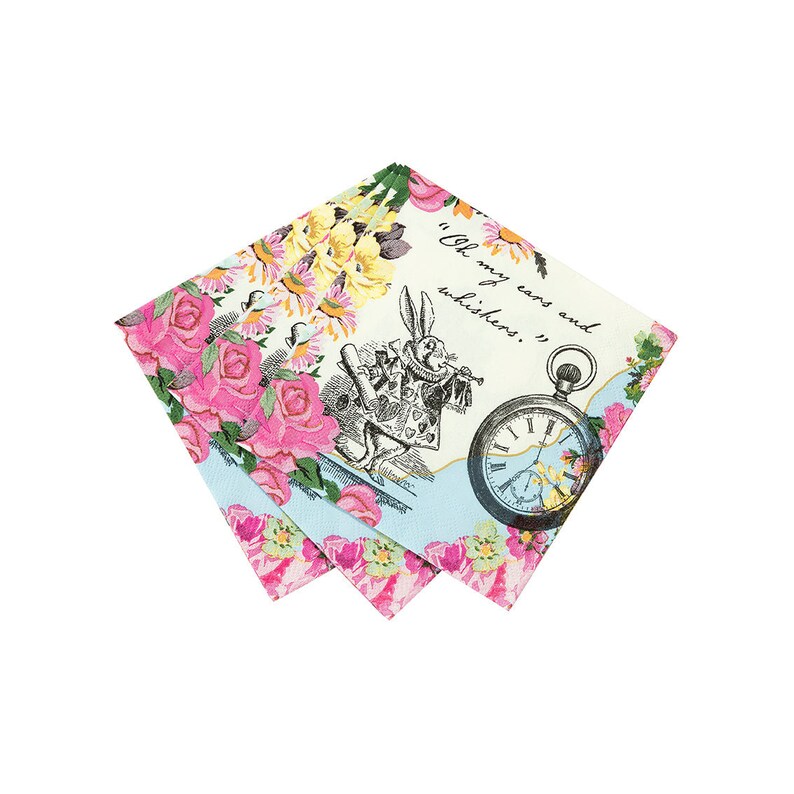 20 Alice in Wonderland Party Napkins Mad Hatter Tea Party Decorations Alice in Wonderland Theme Garden Party Tea Party