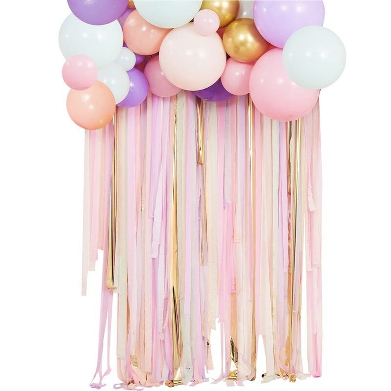 Pastel Balloon Arch Kit, Pastel Streamer Backdrop, Photo Booth Backdrop, Pastel Balloon Garland, First Birthday, Pastel Rainbow Party Decor image 2