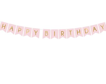 Pink Happy Birthday Banner, Pink Party Decoration, Pink Birthday Party, Birthday Sign, 1st Birthday Decorations, Birthday Banner