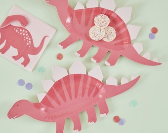 8 Pink Dinosaur Party Plates, Pink Dinosaur Party Decorations, Eco Friendly Party Plates, Dinosaur Party Supplies, Dinosaur Birthday Party