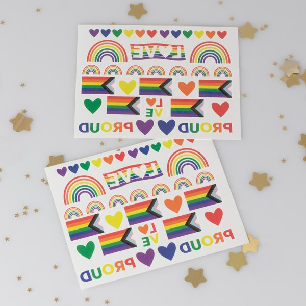 Rainbow Pride Temporary Tattoos, Pride Party Decor, Pride Accessories