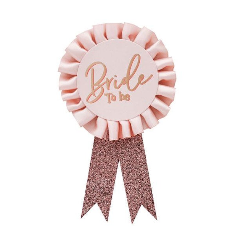 Bride to be Rose Gold Badge, Rose Gold Hen Party, Bride to be Rosette, Bride to be Gift, Bride to be, Hen Party badge, Bridal shower badges image 1