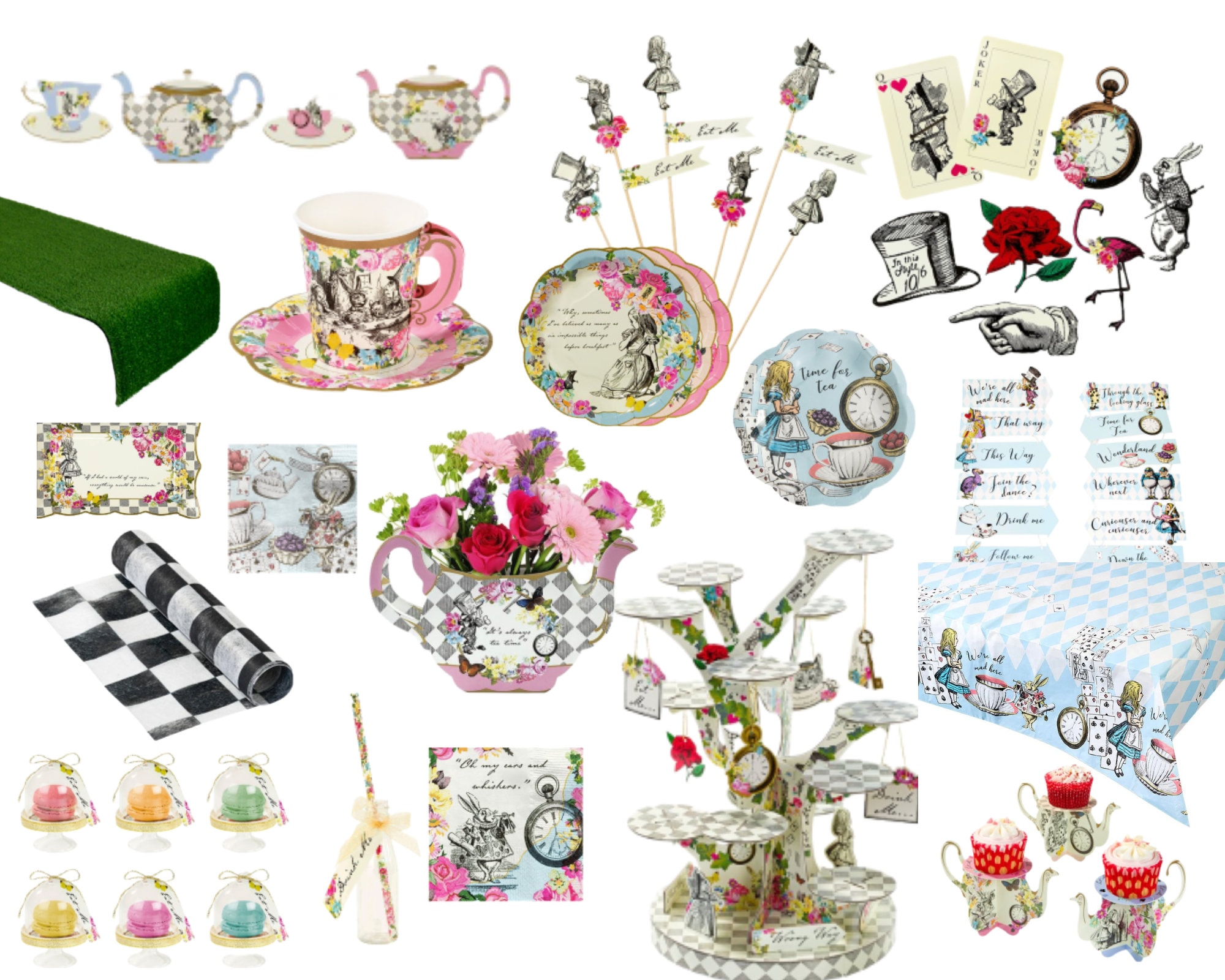 Alice and Wonderland Paper Plates and Cups Paper Saucers Mad
