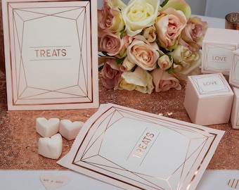 25 Rose Gold Candy Cart Bags, Rose Gold Candy Buffet Bags, Rose Gold Sweet Cart Bags, Rose Gold Sweet Buffet Bags, Rose Gold Favour Bag, Geo