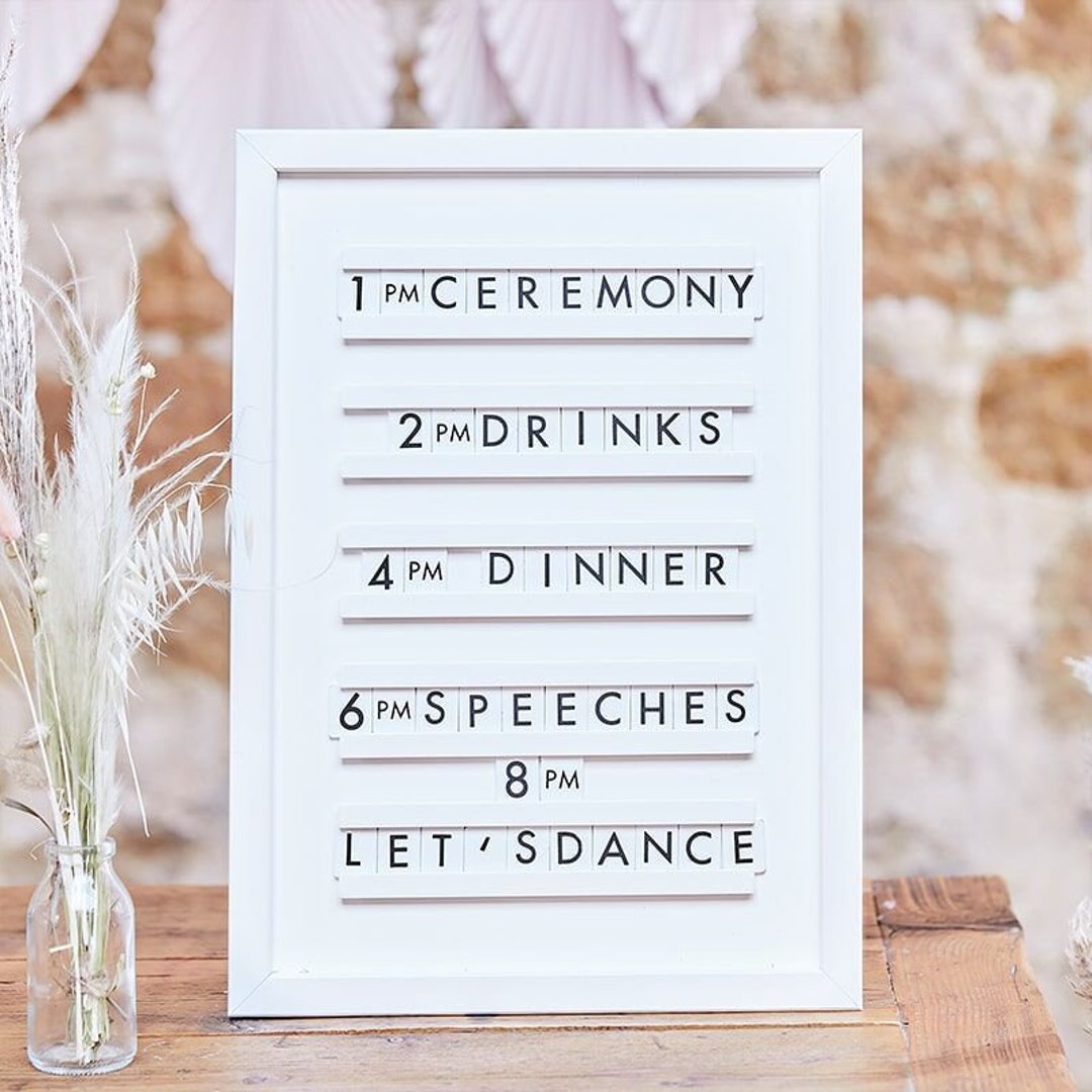 Letter Message Board, Wedding Timeline Board, Sign, White