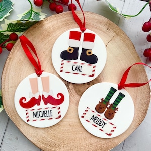 Personalised Christmas Bauble, Christmas Ornament, Elf Decoration, Personalised Christmas Tree Decoration, Family Name Bauble, Child Bauble